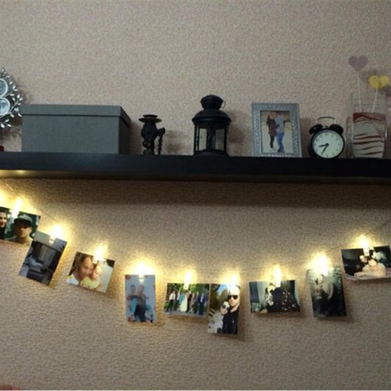TDR Fotoclip Lichtsnoer 3m, 20 lampjes, batterij, warm wit