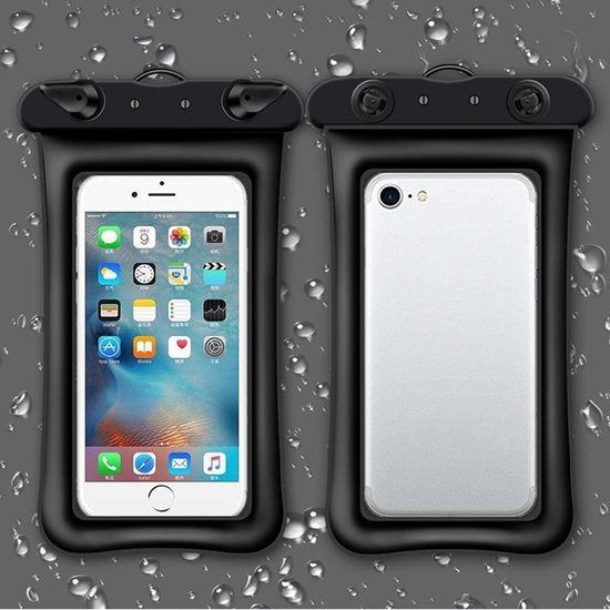 2 stuks -Drijvende opblaasbare mobiele telefoon waterdichte tas- Onderwater hoesje telefoon- zwart
