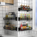 TDR - Kruidenrek / Opbergrek -  RVS -  Perforatievrij aan de muur gemonteerd  -  40x13x6 cm - Zwart