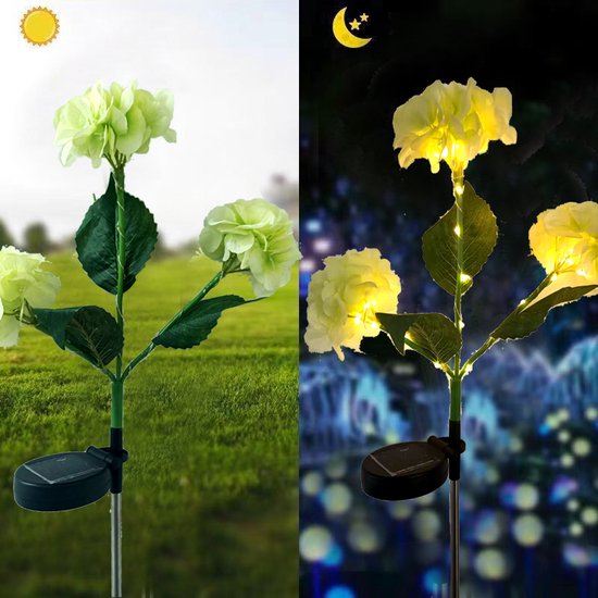Hortensia Zonne-energie Terraslamp met Sensor - Groen 75,5 c