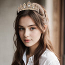 Luxe Gouden Kroon met Witte Diamanten voor Feesten