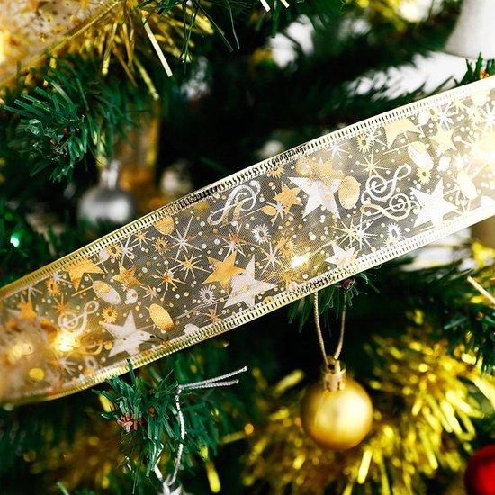 2 Stuks LED Kerstboom Licht Lint- 2m 20 Lichtjes-werkt op Batterij(incl. Batterijen) -kerstdecoratie-warm wit licht-goud