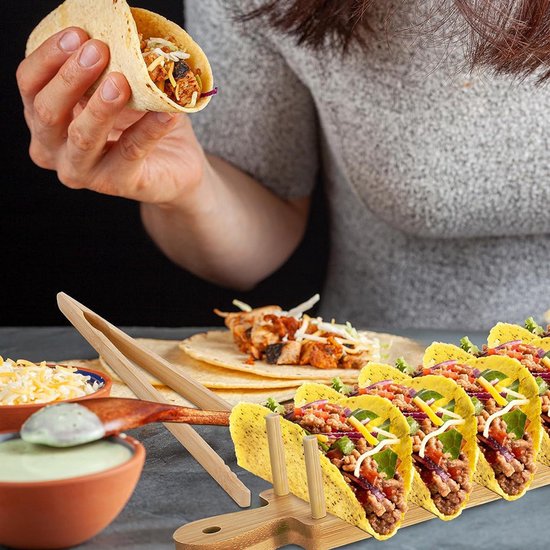 Luxe Bamboe Tacohouder met Tang voor 8 Taco's