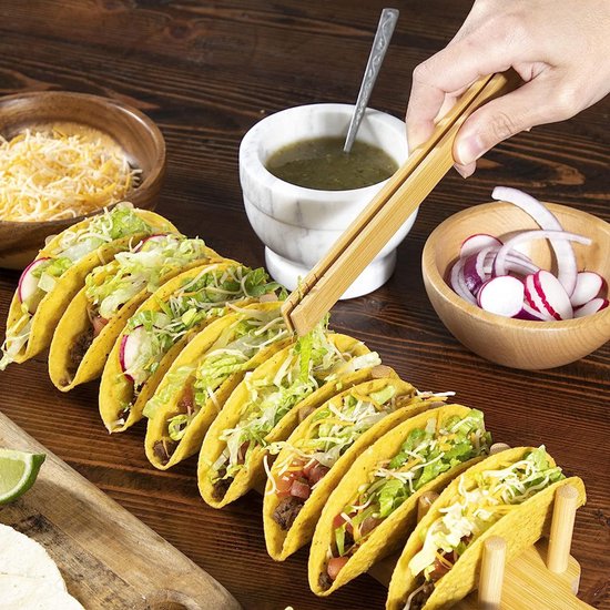 Luxe Bamboe Tacohouder met Tang voor 8 Taco's