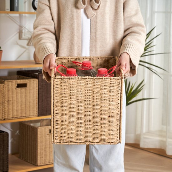 Rotan Opbergdoos 33x33x33 cm – Opvouwbare Decoratieve Mand – Stevige Rieten Opbergbox – 35L – Natuurlijk – Voor Woonkamer, Slaapkamer & Kast