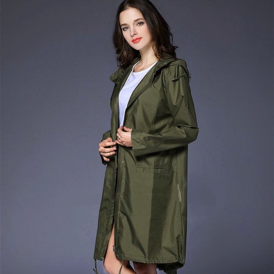 Opvouwbare waterdichte regenjas met draagtas - Legergroen