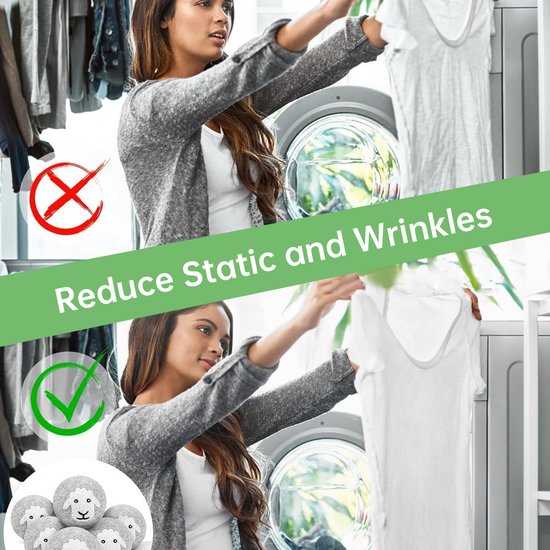 Unikorf 6-delige Wol Drogerballen, Grijs - 40% Sneller, Hypo