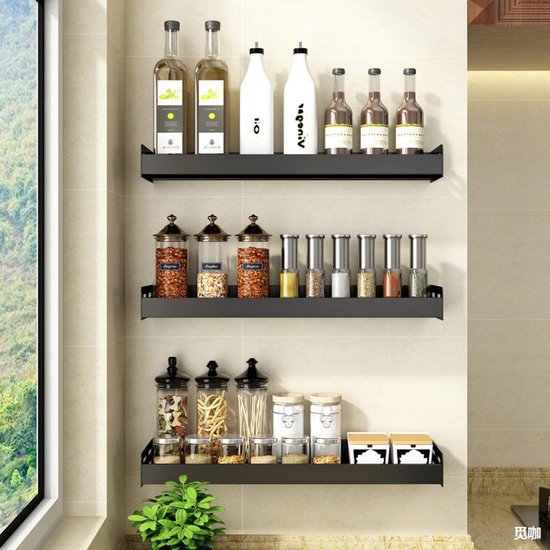 Kruidenrek opbergrek RVS, muurmonteerd, 50x13x6 cm