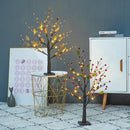 Kunstmatige Rode Fruitboom Lamp - Flexibele LED Verlichting - Sfeerlicht voor Woonkamer en Slaapkamer - Batterijbediening - 33cm x 54cm x 10cm