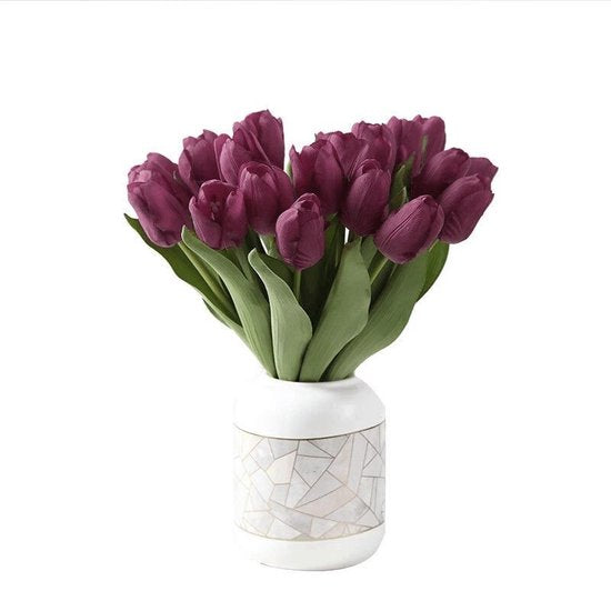 Merkloos 10 stuks Kunsttulp - Realistisch, Duurzaam, Paars
