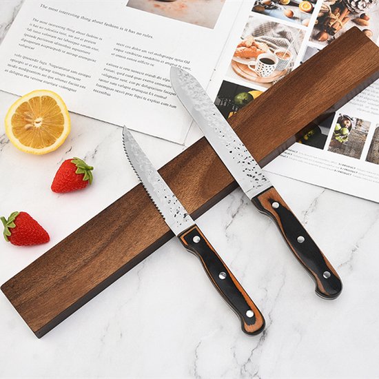 Luxe Magnetische Messenstrip van Acaciahout - Elegantie & Functionaliteit voor elke Keuken 40.7*2*5.3 CM