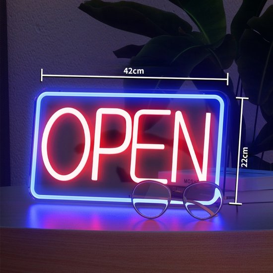 LED Neon Open-bord 42x22 cm Rood/Blauw - Binnen & Buiten