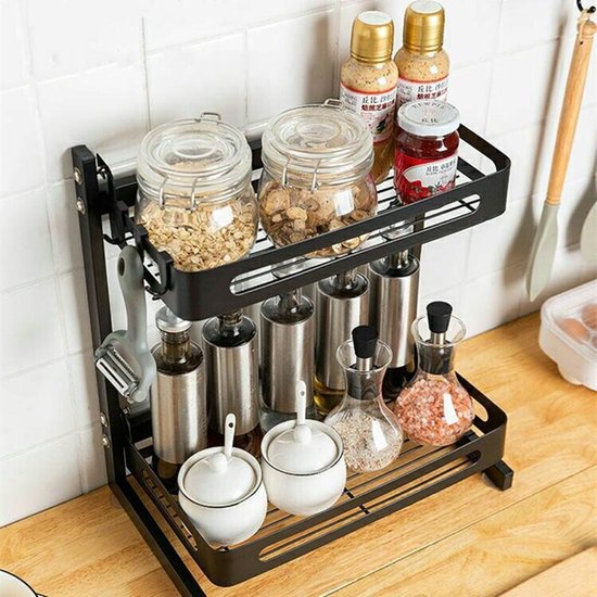 Multifunctioneel 2-laags Keukenrek - Zwart