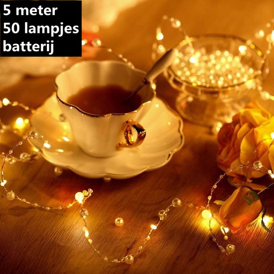 Unikorf Batterijlamp Lichtsnoer 5m | 50 Warm Lichten