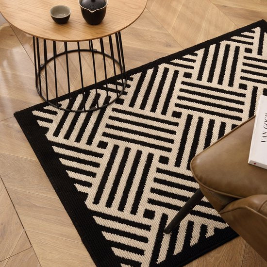 Antislip Deurmat 60x90cm Zwart - Geometrisch Patroon, Wasbaa