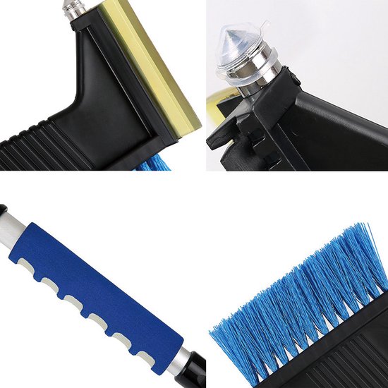 3-in-1 ijskrabber/sneeuwveger + noodhamer, uitschuifbaar