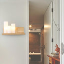 wandplank met verlichting - Wandlamp In vorm van 3 grote stompkaarsen - LED verlichting - Hout met glazen verlichting - Kaarsen aan linkerzijde
