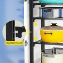 4 Lagen Verstelbaar Pannenrek van Premium Koolstofstaal - Ruimtebesparend, Multifunctioneel & Stevig - Perfect voor Potten, Pannen & Keukengerei-zwart