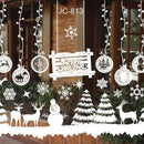 Kerst Raamstickers met sneeuwpop en kerstballen - Herbruikbaar & Statisch Hechtend - 50x35.5 cm-wit