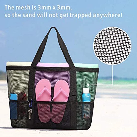 Multifunctionele Opvouwbare Strandtas - Ruime en Duurzame Tas voor Strand, Picknick en Meer-zwart