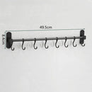 Ruimtebesparende Keukengerei Wandbeugel-keukengereihouder met 8haakjes-Aluminium Keukenrail -49.5CM-zwart