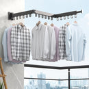 Uittrekbaar Wanddroogrek - Robuust en Ruimtebesparend - Hoge Draagkracht - Handig Wasrek Hangend aan de Muur-zwart