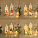 4-delige LED-Kaarsenset met Heilige Afbeeldingen –Elektronische kaars op batterij- Kerstdecoratie 6,5 x 18cm