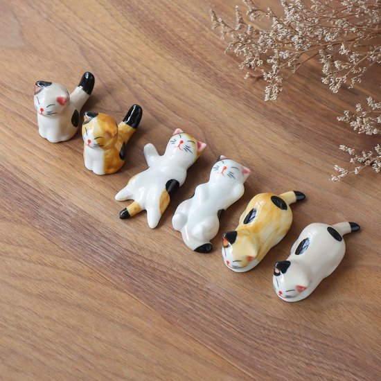 6x Keramische Kat Eetstokjeshouders – Vaatwasserbestendig