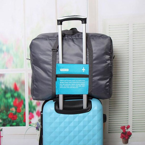2 stuks Draagbare opvouwbare opbergtas -Handbagage Reistas-Grote capaciteit 32Liter- blauw