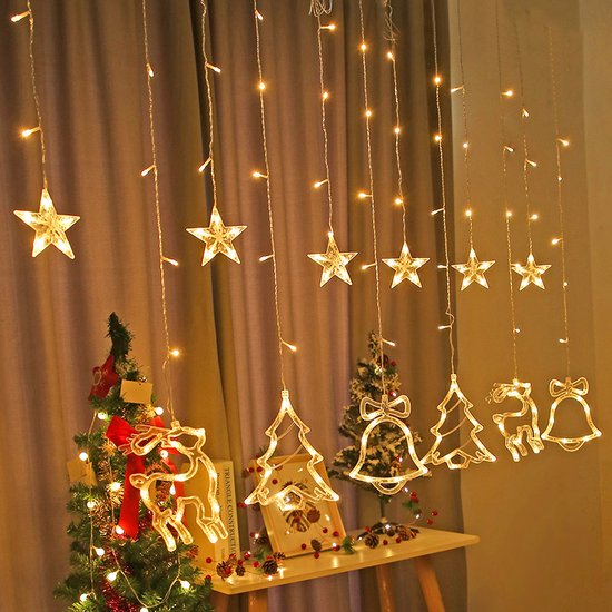 Unikorf LED Lichtgordijn - Kerstboom & Bel, 138 LED