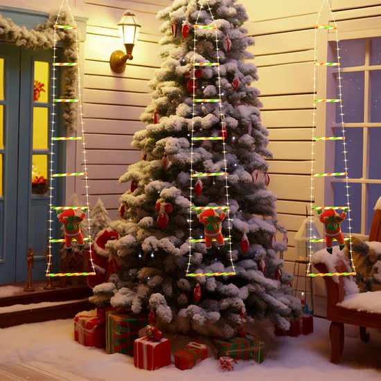 1,7m LED Kerstladder met Klimmende Kerstman – Kerstverlichting USB