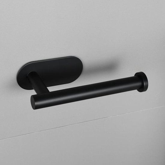Toiletrolhouder RVS Zelfklevend Zwart - Geen Boren