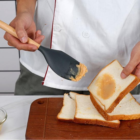 TDR - Kookgerei set met Houder 11-delig - Hout met Siliconen