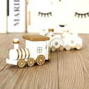Luxe Houten Kersttrein - Nostalgische Kerstdecoratie - Gouden Accenten voor een Warme Feestsfeer - Wit/Goud