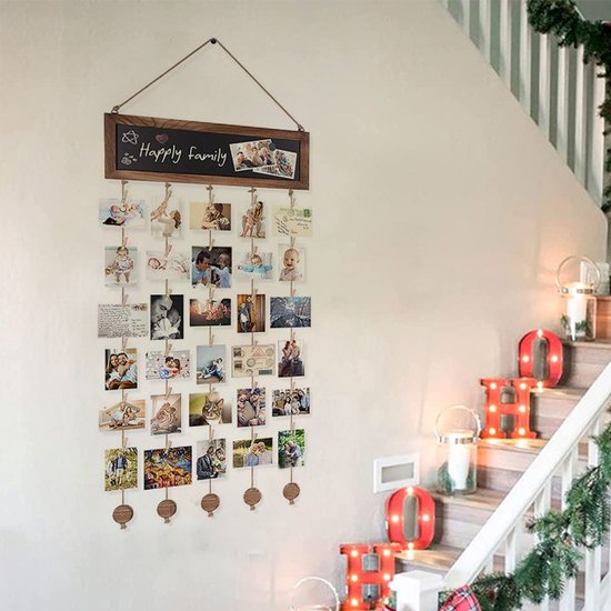 Houten Wanddecoratie met Fotohouders -Veelzijdig Design 38*82cm