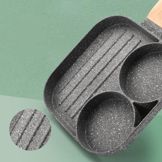 Merkloos 3-in-1 grillpan met temp antiaanbaklaag