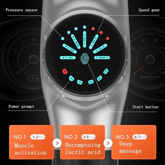 TDR Massager Gun: Het Ultieme Massageapparaat voor Sport, Fasciabehandeling, Relaxatie & Pijnbestrijding - Met 7 Niveaus & 8 Accessoires - Zwart