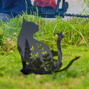 Merkloos Metalen Kat Tuinsteker, Vlinder Silhouet 20x31cm