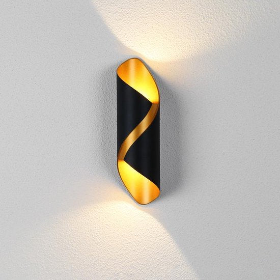 Xtraworks - Moderne Wandlamp - Voor binnen of buiten - waterdicht - LED - Zwart en goudkleurig
