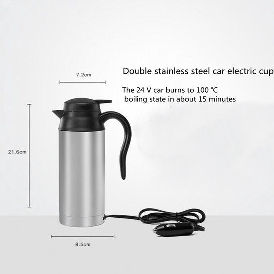 750 ml RVS auto waterkoker - 12V sigarettenaansteker