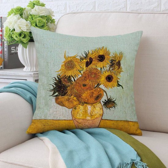 Sierkussensloop katoen/linnen 45x45 cm van Gogh Zonnebloemen