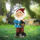 Tuinkabouterbeeld met Lantaarn - Tuindecoratie 9x8x20cm