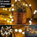 Zonnepaneel LED Lichtslinger 30 warmwit, 6,5 m voor buiten