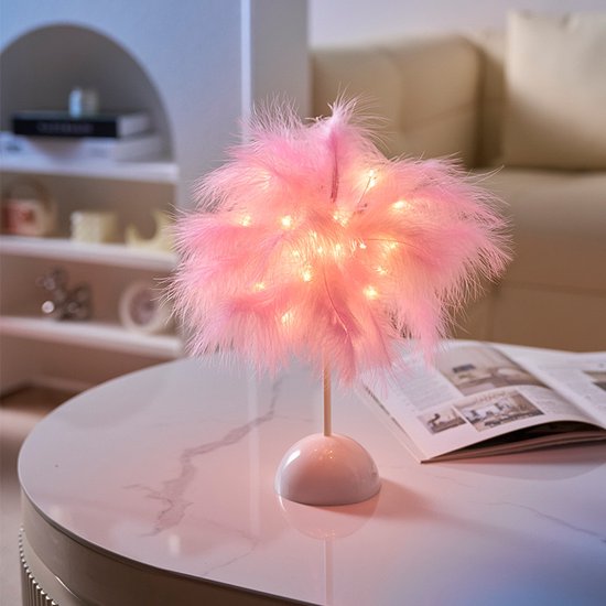 Luxe LED Veren Tafellamp – Stijlvol Roze Warm Wit Licht