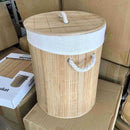 Pepco Bamboe Wasmand met Deksel – 40 Liter – Ronde Wasgoedmand met Uitneembare Waszak en Handgrepen – 34 x 45 cm – Naturel