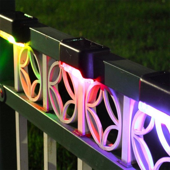 4 Stuks Tuinverlichting op zonne-energie - LED Buitenverlichting -IP65 waterdicht-nachtverlichting voor tuinhek en trap- zwart -kleur licht (4 stuks in een doos)