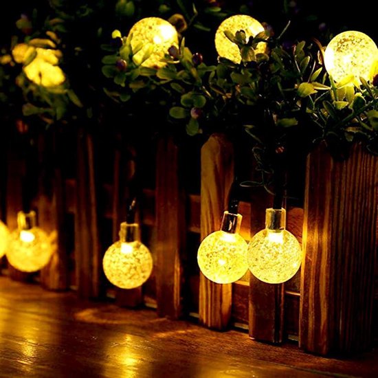 Zonne-Energie Kristallen Bol Lampjes 24mm - 30 Warm Witte LED