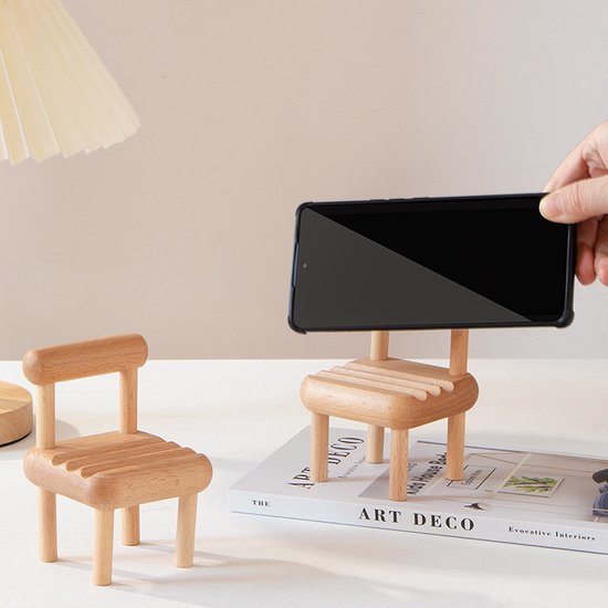 Massief Beukenhout Telefoonstandaard Mini Stoel 8x8x11 cm