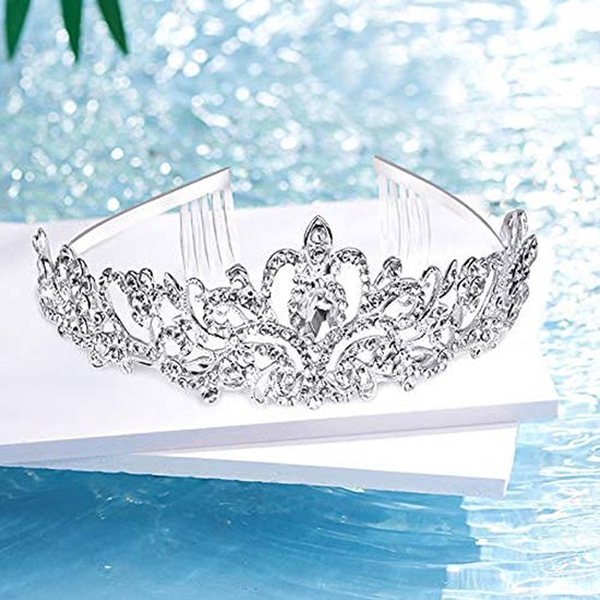 Betoverende Diadeem Kroon met Zijdelingse Kammen - Schitterend Accessoire voor Speciale Gelegenheden-zilver
