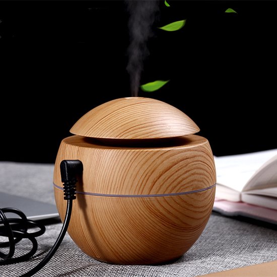 Luchtbevochtiger met Aromatherapie en LED, Licht Houtskleur
